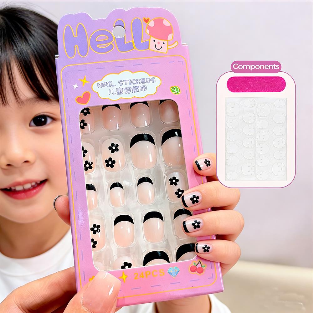 24Pcs/Box Kuku Palsu Anak Moti - Nail Art Press On ulasan dan harga