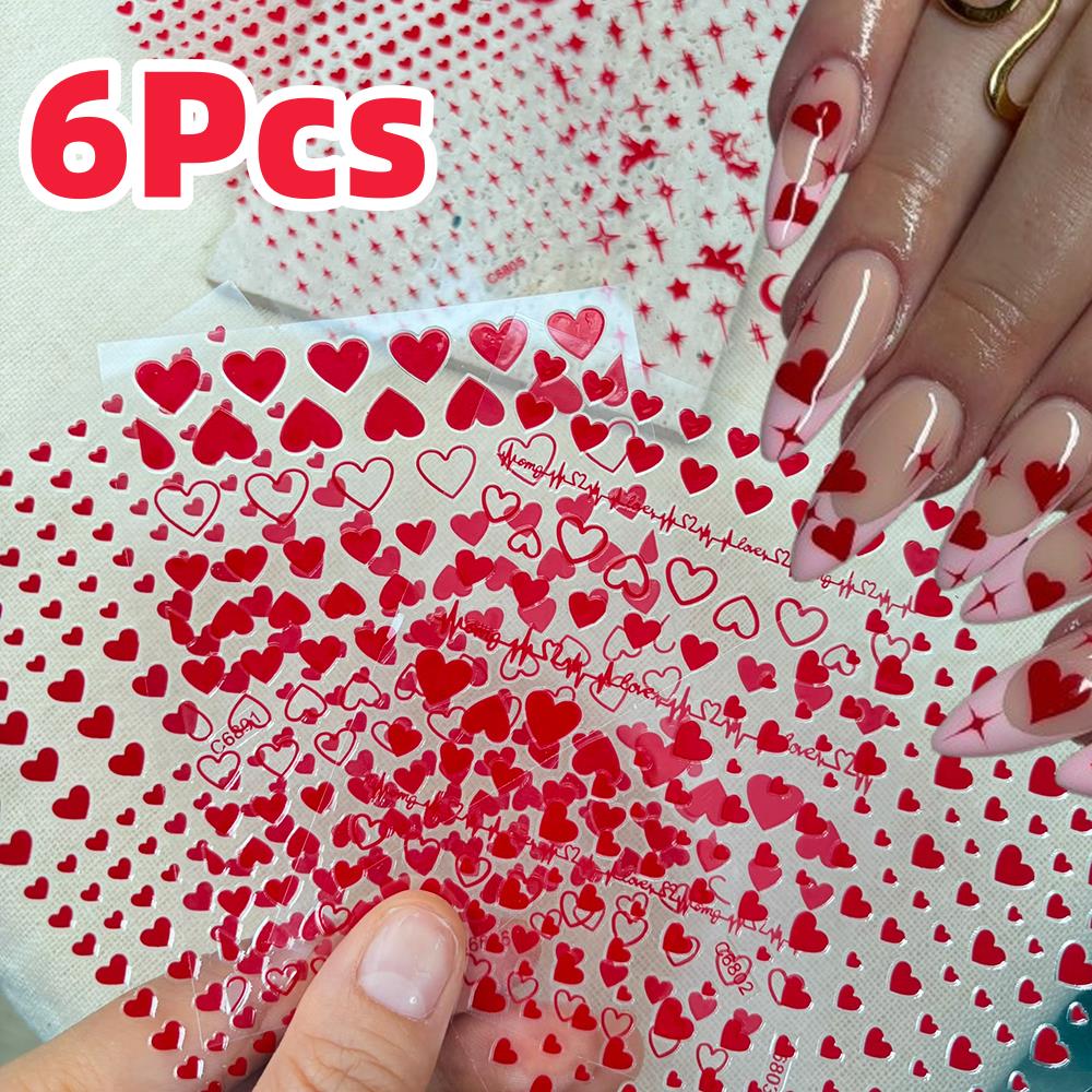 6Pcs/Set Stiker Kuku Hari Vale - Nail Art Valentines Day ulasan dan harga
