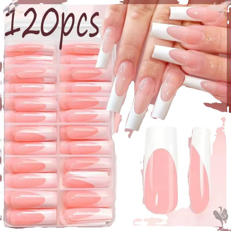 120Pcs Kuku Palsu French Press - Nail Art Press On ulasan dan harga