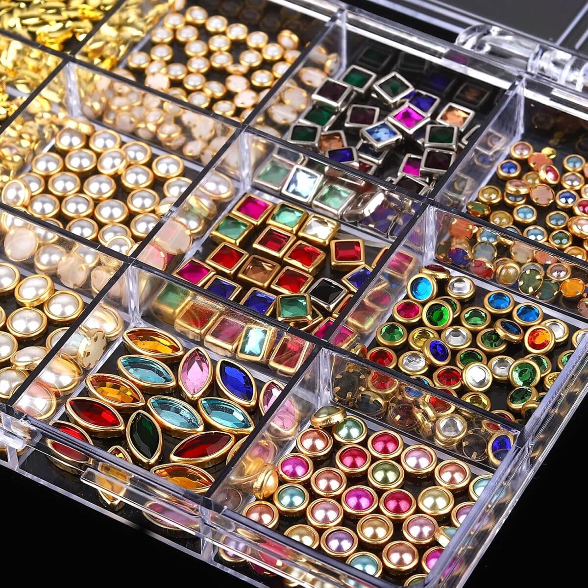 1 Kotak Perhiasan Rhinestone K - Nail Art Valentines Day ulasan dan harga