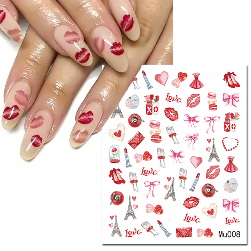 Stiker Slider Seni Kuku 3d Rok - Nail Art Valentines Day ulasan dan harga