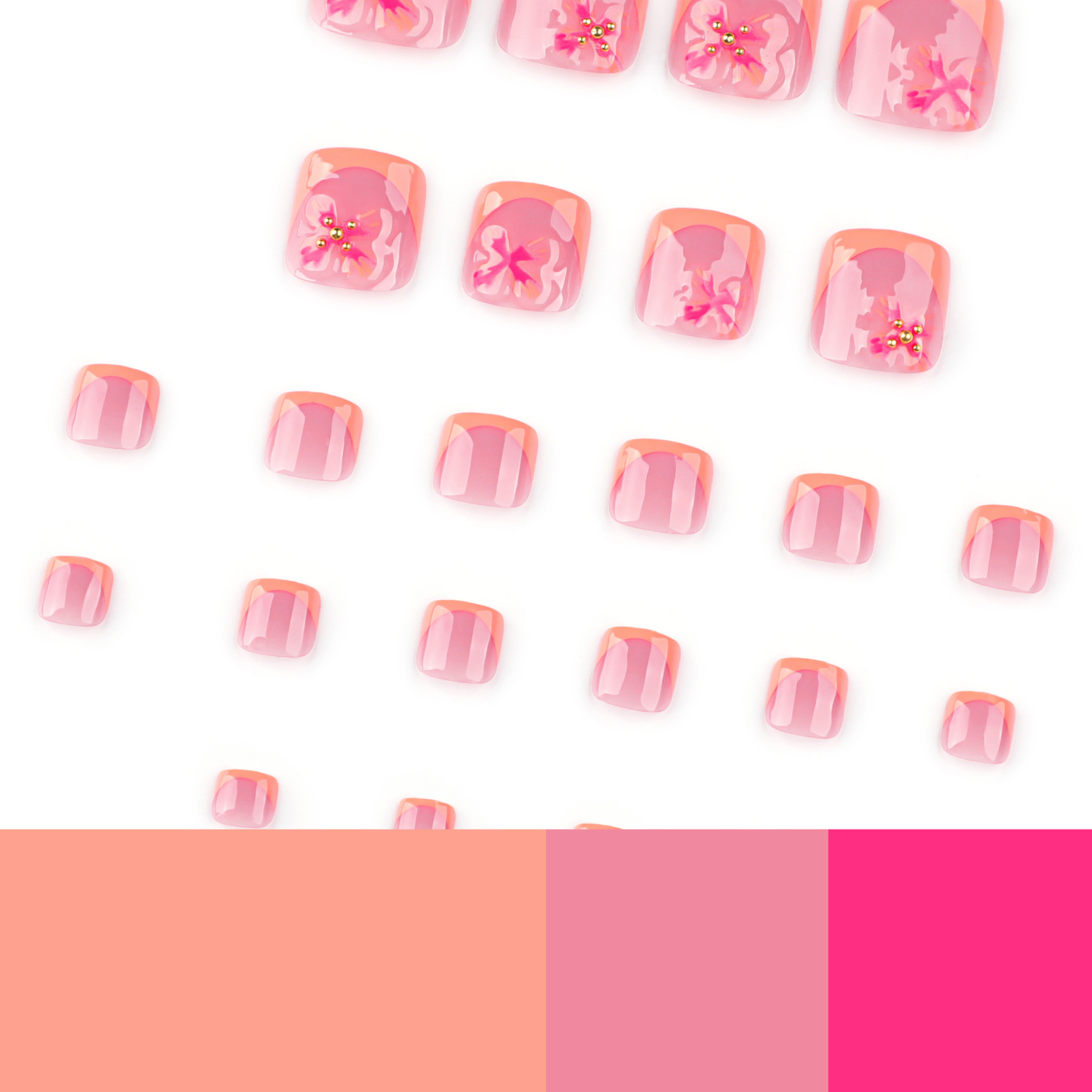 24 Buah Kuku Tekan Pola Bunga  - Nail Art Press On ulasan dan harga